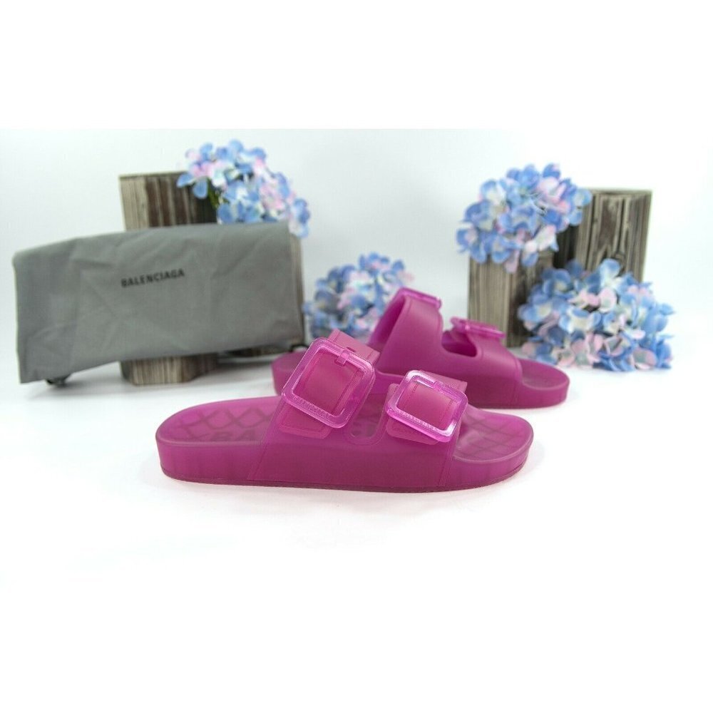 Balenciaga Magenta Pink Mallora Pool Slide Sandal 36 NIB - Picture 2 of 8